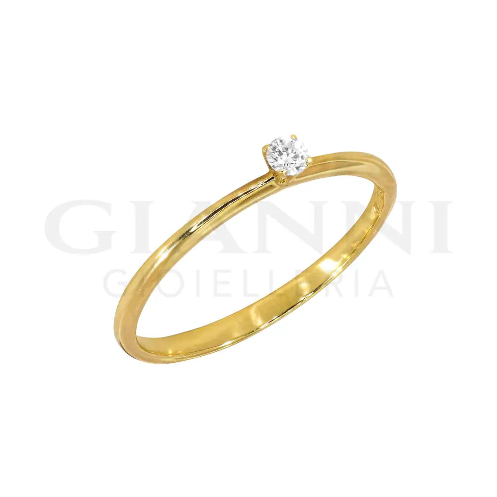 Anello Crivelli - Solitario in Oro Giallo con Diamante centrale Anelli