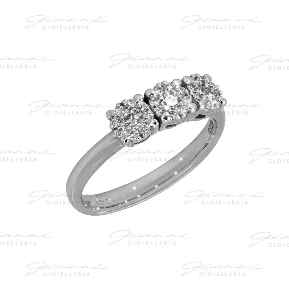 Anello Crivelli - Trilogy con Montatura Illusion di Diamanti 0,33 ct. in Oro Bianco Anelli