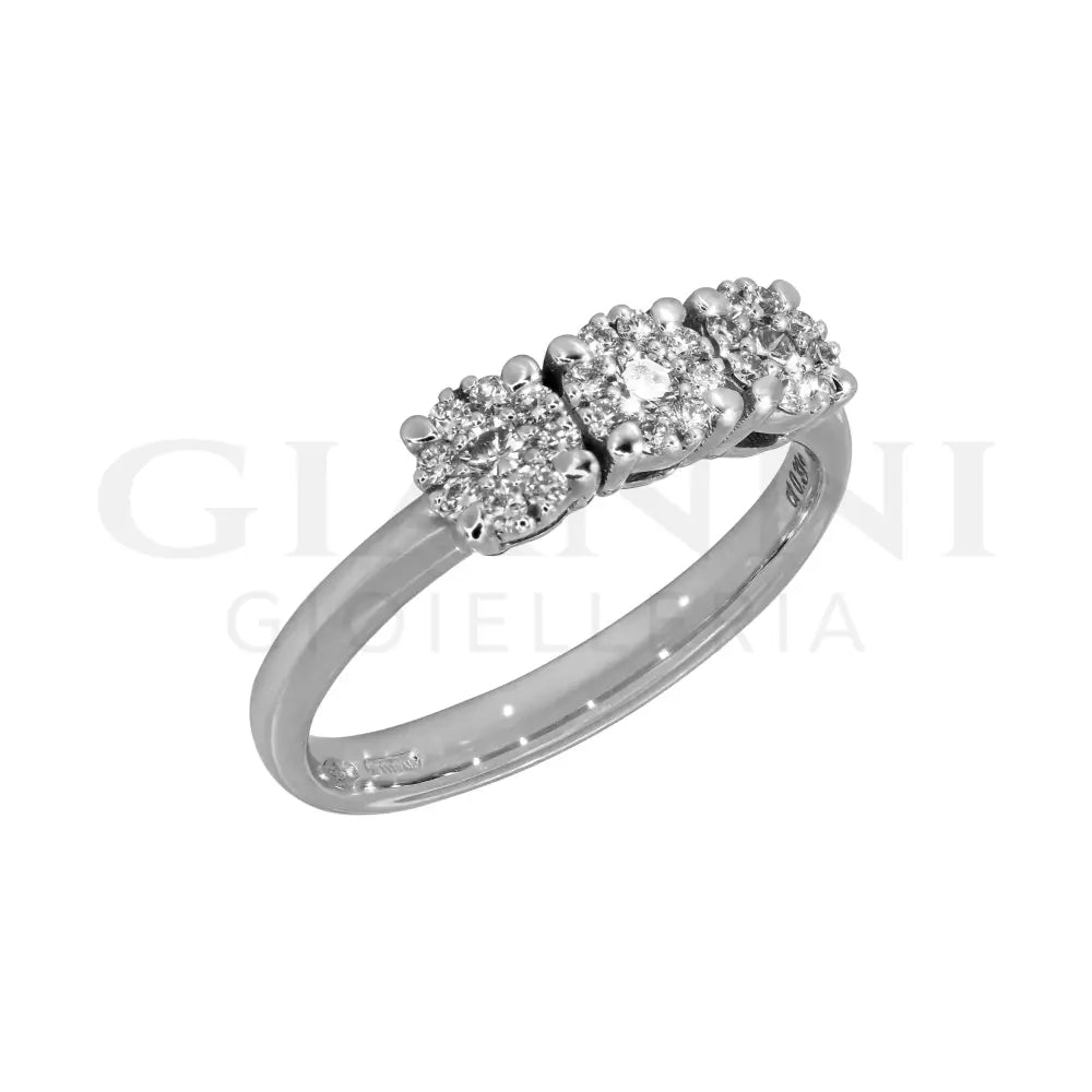 Anello Crivelli - Trilogy con Montatura Illusion di Diamanti 0,33 ct. in Oro Bianco Anelli