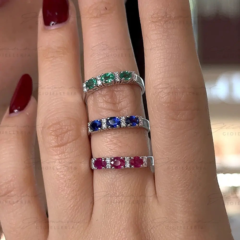 Anello Crivelli - Trilogy in Oro Bianco con Zaffiri e Diamanti Anelli
