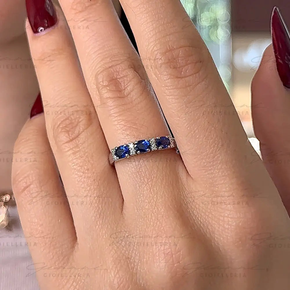 Anello Crivelli - Trilogy in Oro Bianco con Zaffiri e Diamanti Anelli