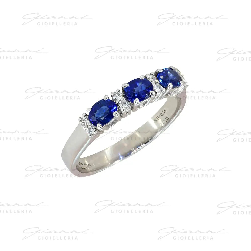 Anello Crivelli - Trilogy in Oro Bianco con Zaffiri e Diamanti Anelli