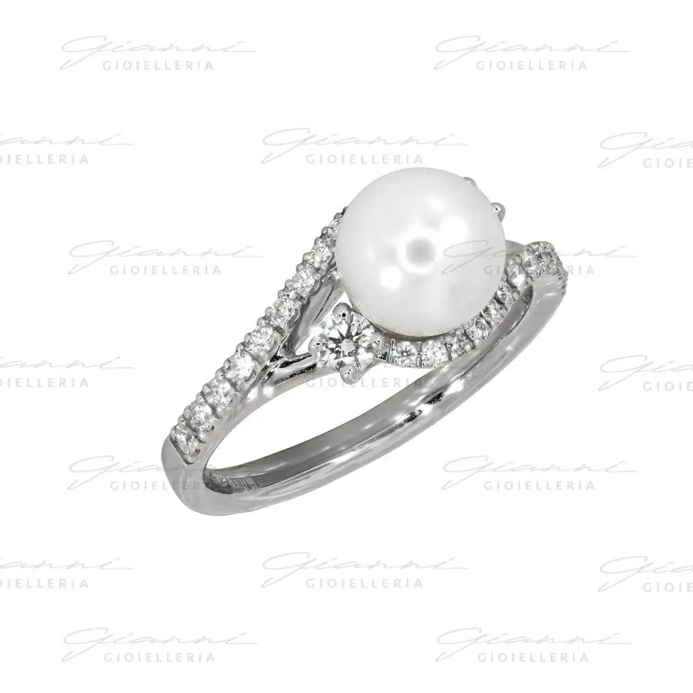 Anello Crivelli - Valentin in Oro Bianco con Perla e Diamanti Anelli
