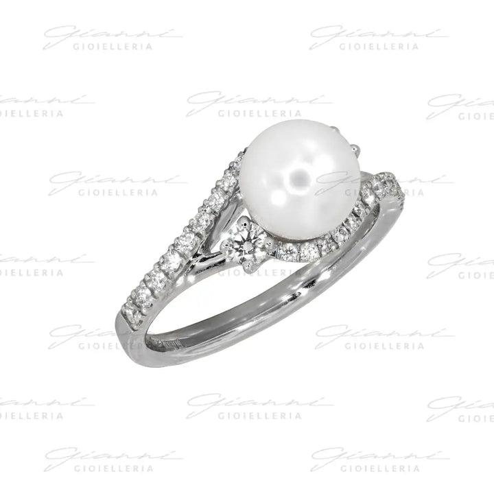Anello Crivelli - Valentin in Oro Bianco con Perla e Diamanti Anelli
