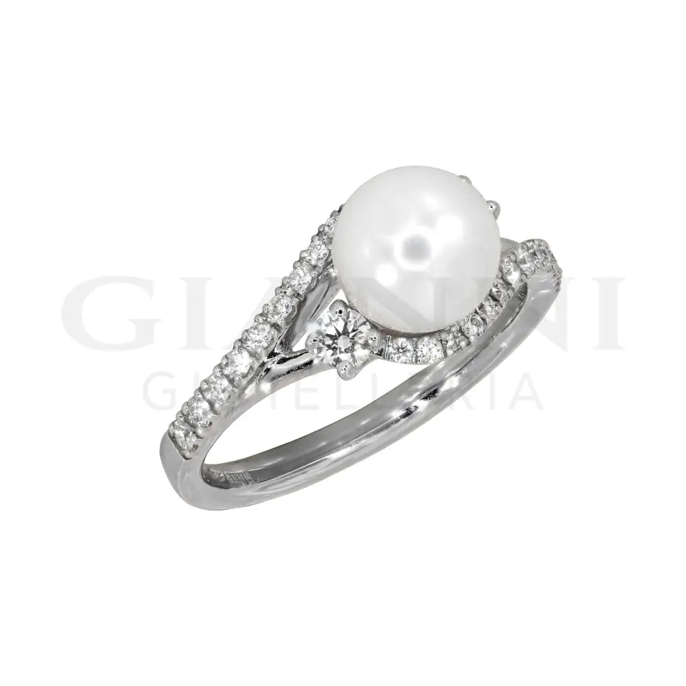 Anello Crivelli - Valentin in Oro Bianco con Perla e Diamanti Anelli
