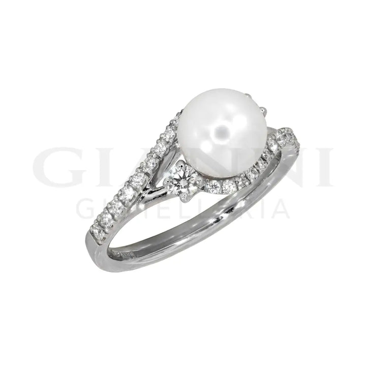 Anello Crivelli - Valentin in Oro Bianco con Perla e Diamanti Anelli