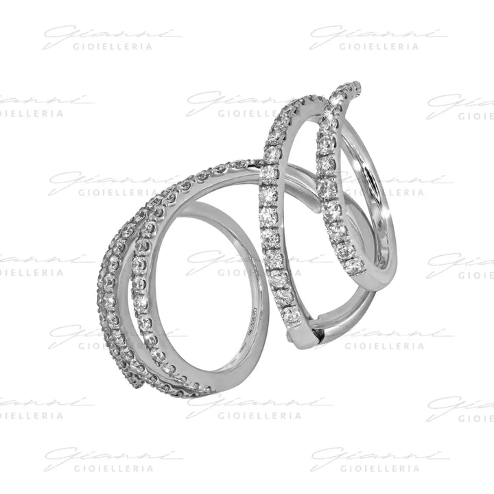Anello Crivelli - Anello Pieghevole in Oro Bianco con Diamanti Anelli