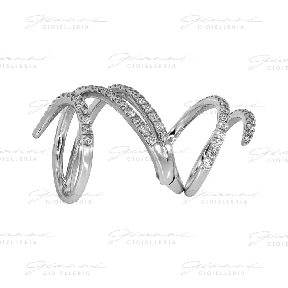 Anello Crivelli - Anello Pieghevole in Oro Bianco con Diamanti Anelli