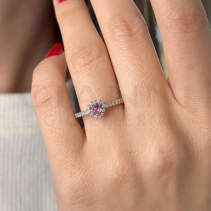 Anello Crivelli - Zaffiro Rosa taglio Cuore e contorno di Diamanti in Oro Rosa Anelli