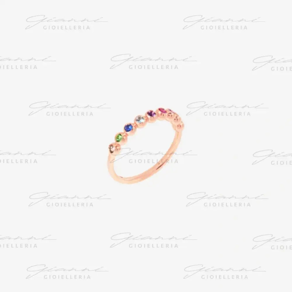 Anello DoDo - Bollicine oro rosa & pietre colorate Anelli