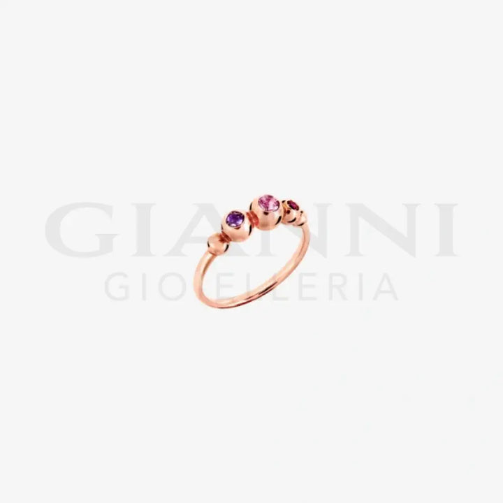 Anello DoDo - Bollicine oro rosa & pietre colorate Anelli