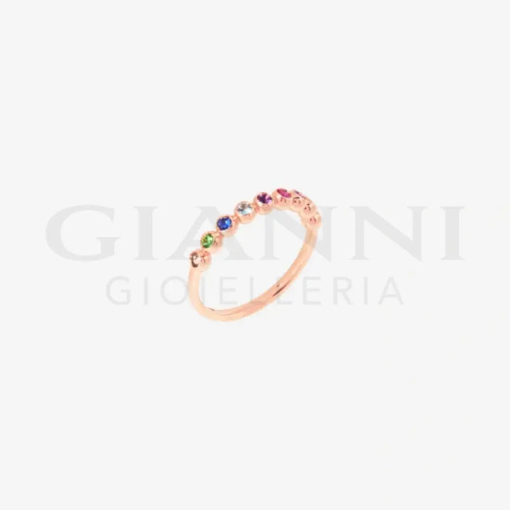 Anello DoDo - Bollicine oro rosa & pietre colorate Anelli