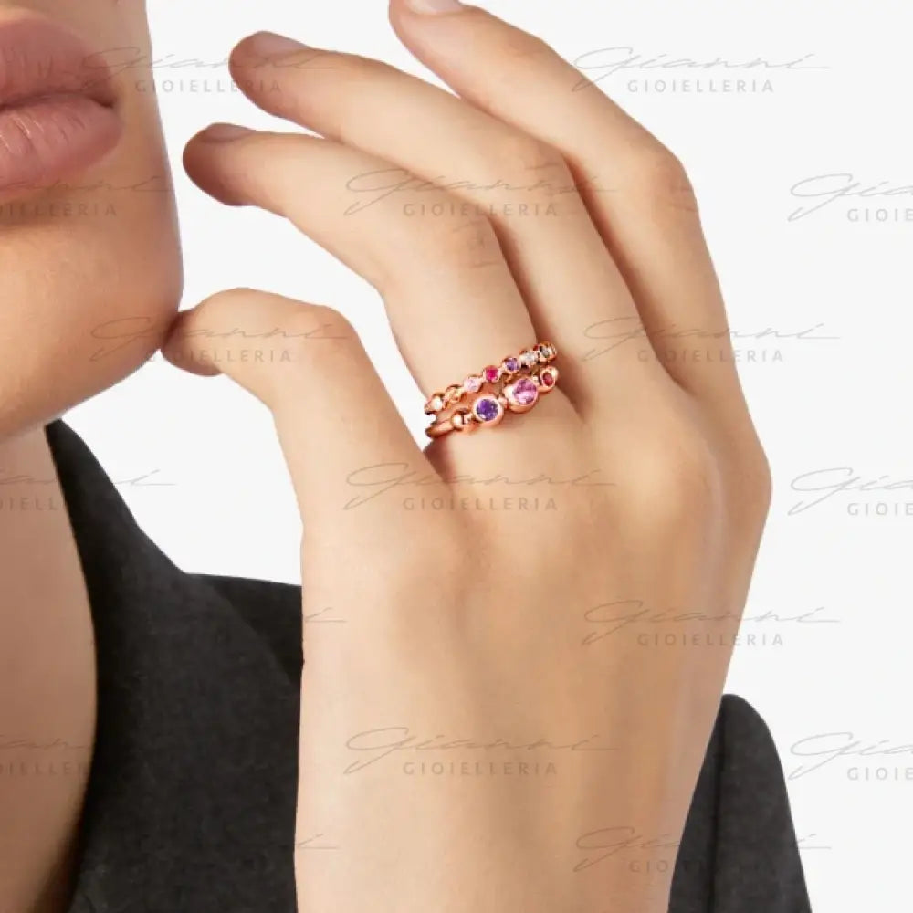Anello DoDo - Bollicine oro rosa & pietre colorate Anelli