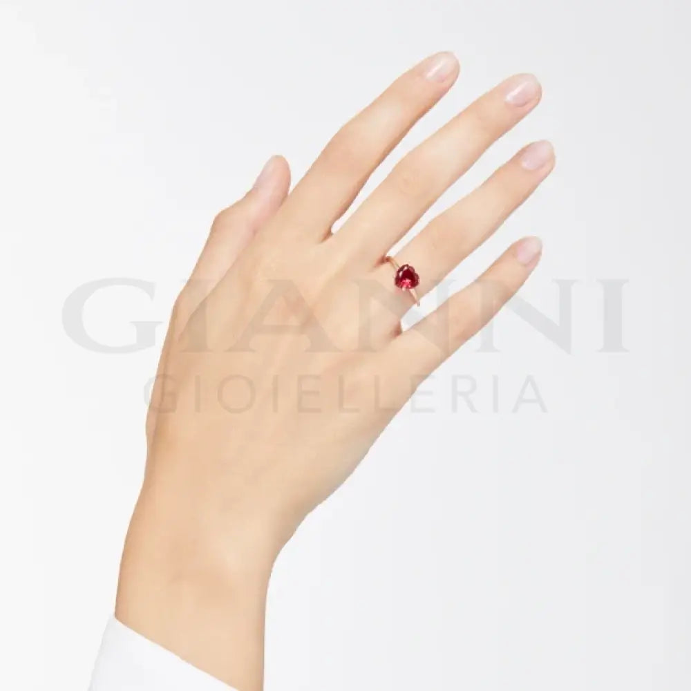 Anello DoDo - Cuore oro rosa & rubino sintetico Anelli