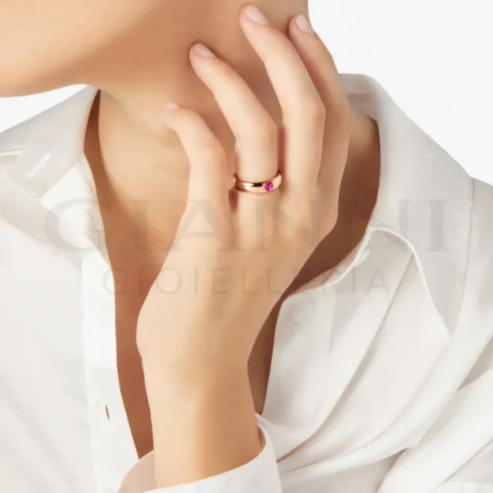 Anello DoDo - Cuore oro rosa & rubino sintetico Anelli