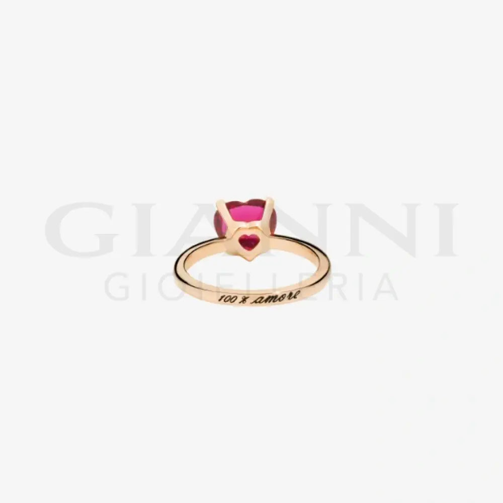 Anello DoDo - Cuore oro rosa & rubino sintetico Anelli