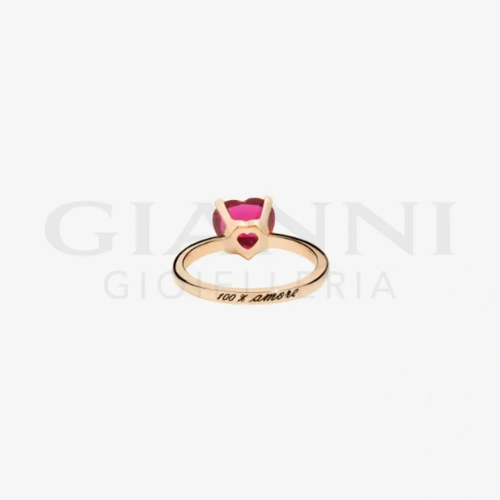 Anello DoDo - Cuore oro rosa & rubino sintetico Anelli