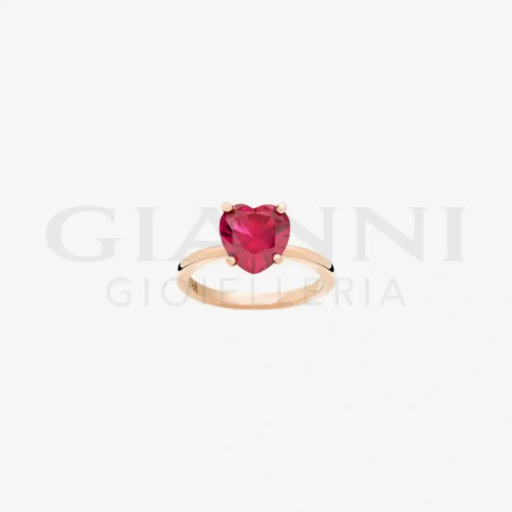 Anello DoDo - Cuore oro rosa & rubino sintetico Anelli