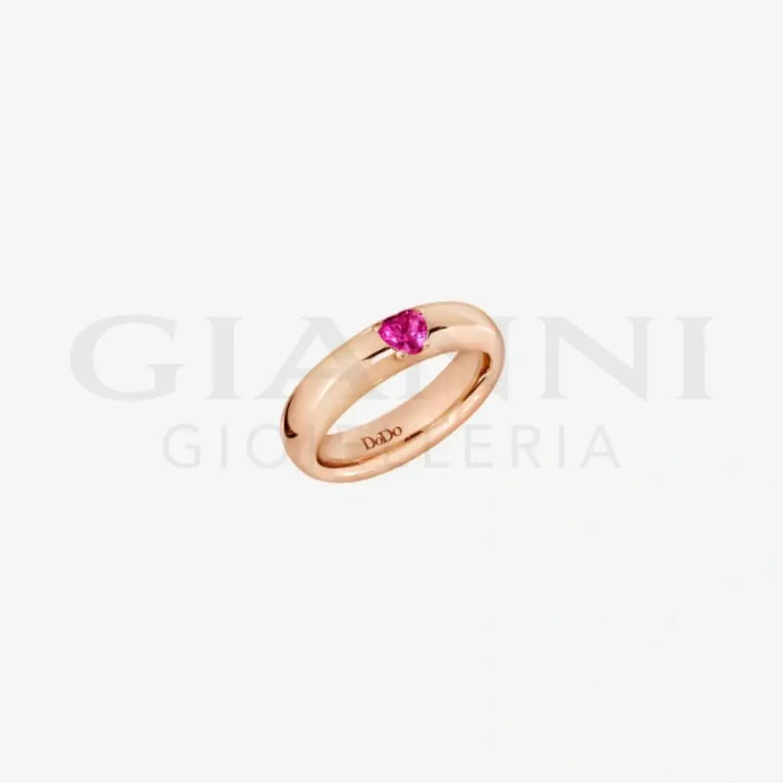 Anello DoDo - Cuore oro rosa & rubino sintetico Anelli