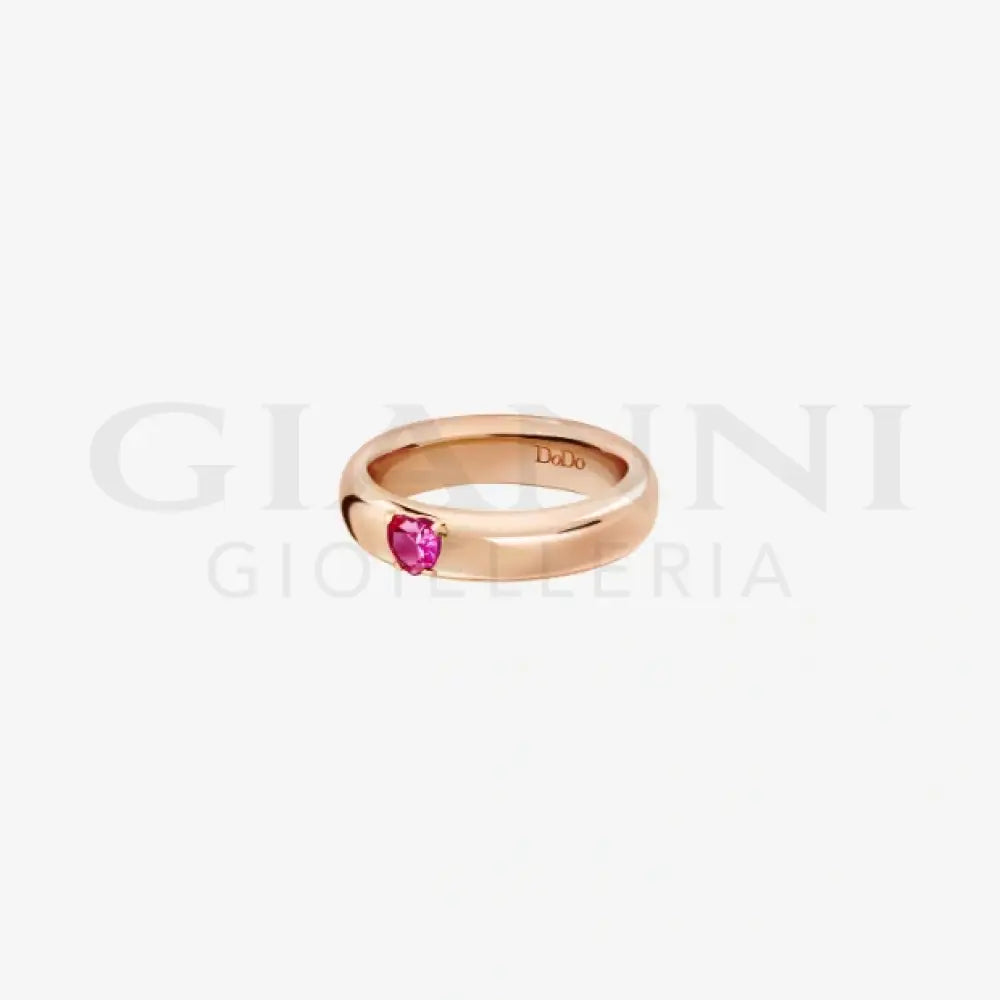 Anello DoDo - Cuore oro rosa & rubino sintetico Anelli
