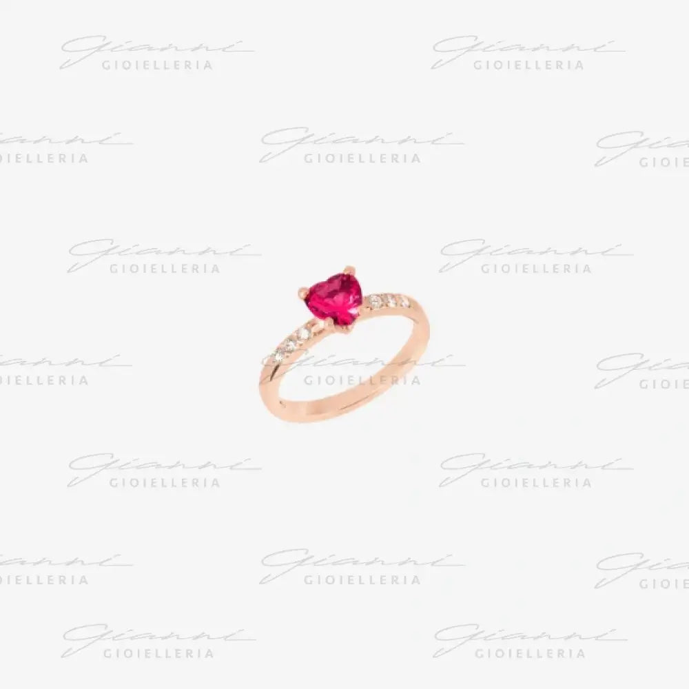 Anello DoDo - Cuore oro rosa rubino sintetico & diamanti Anelli