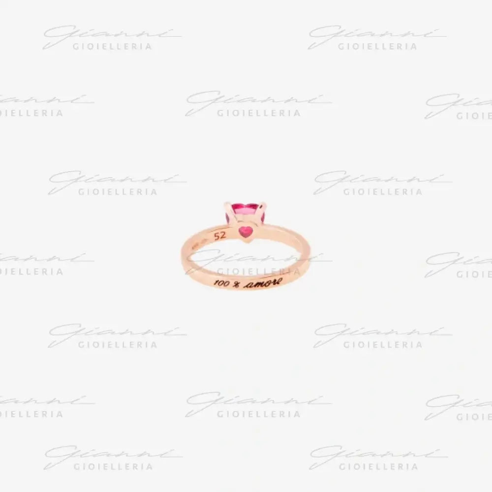 Anello DoDo - Cuore oro rosa rubino sintetico & diamanti Anelli