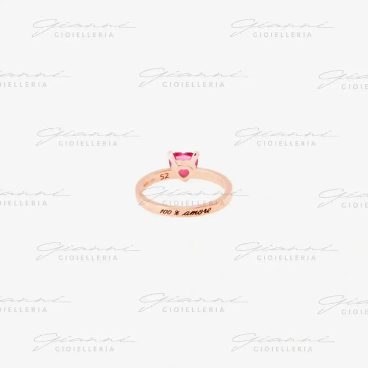 Anello DoDo - Cuore oro rosa rubino sintetico & diamanti Anelli