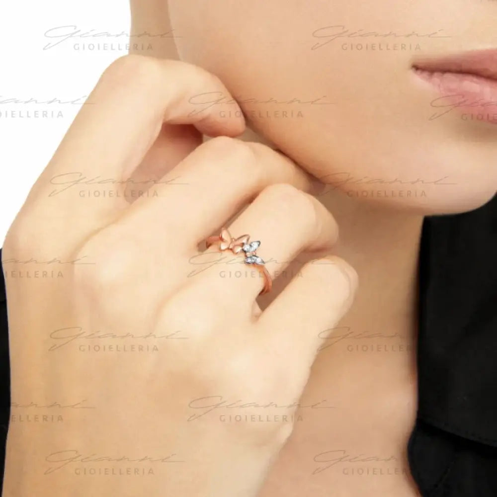 Anello DoDo - Farfalla oro rosa & diamanti bianchi Anelli