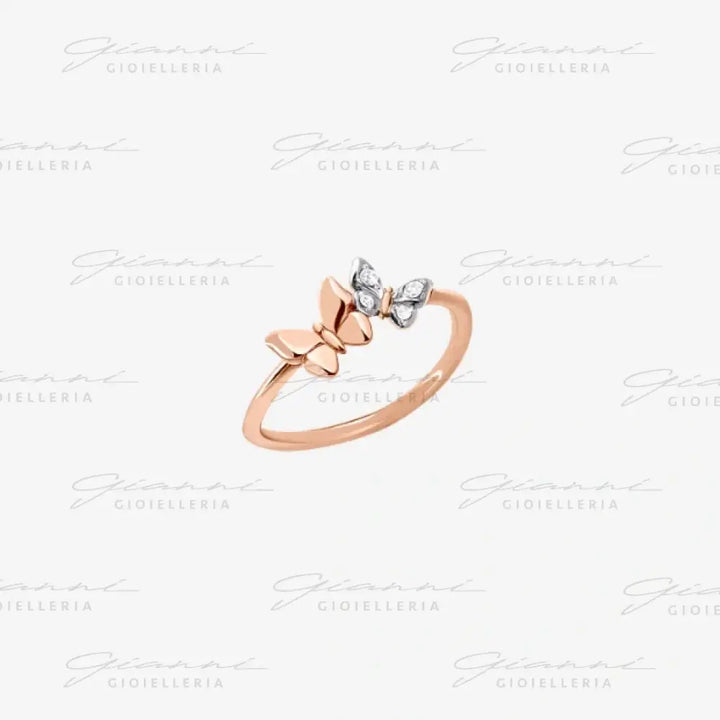 Anello DoDo - Farfalla oro rosa & diamanti bianchi Anelli