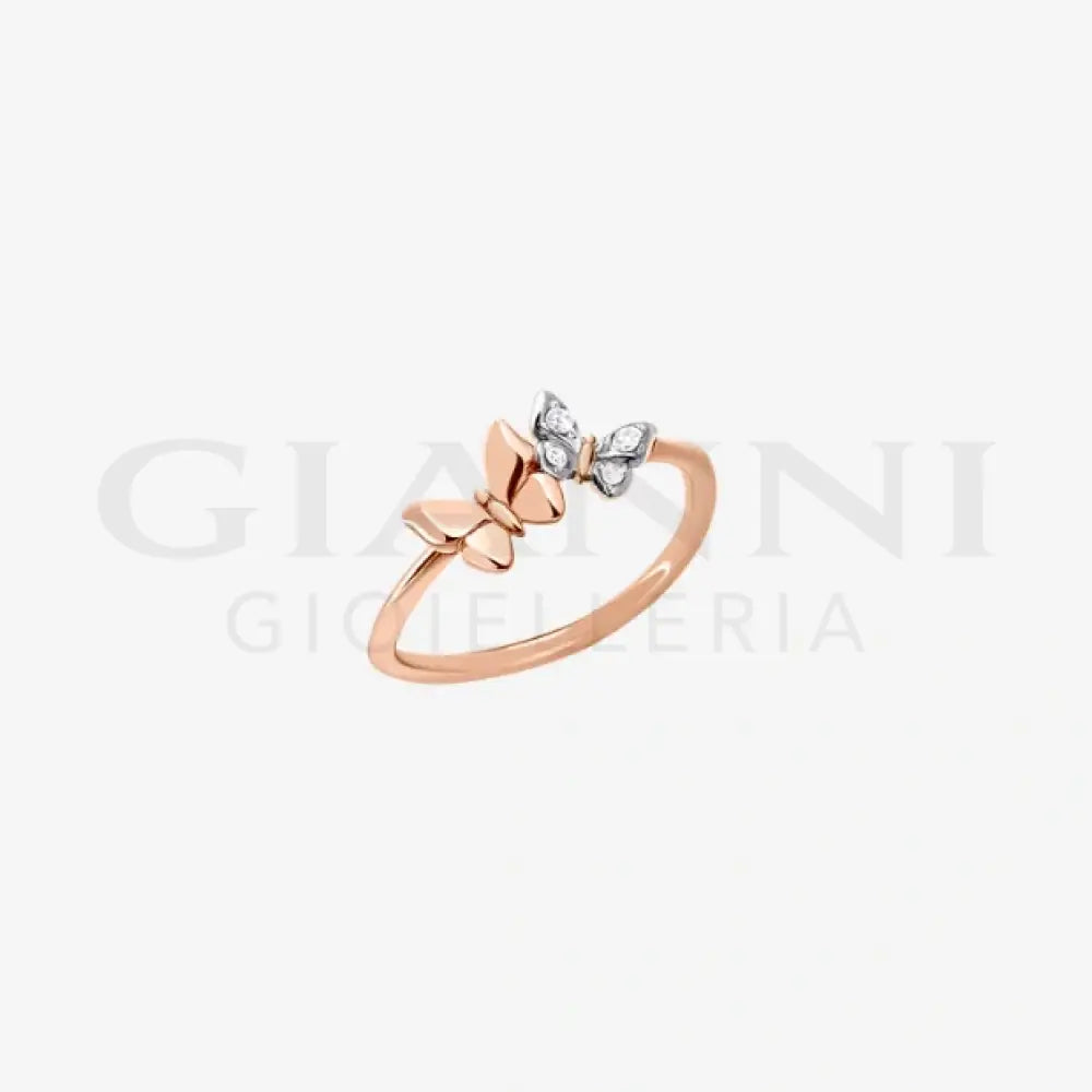 Anello DoDo - Farfalla oro rosa & diamanti bianchi Anelli