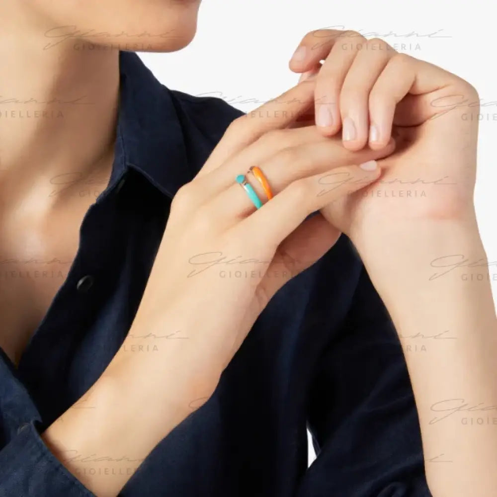 Anello DoDo - Rondelle argento dorato & smalto Anelli