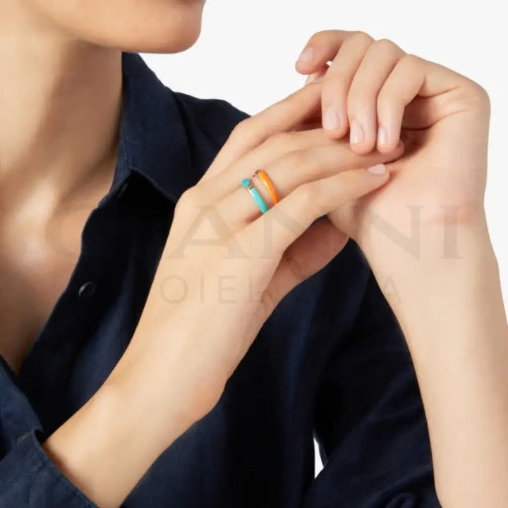 Anello DoDo - Rondelle argento dorato & smalto Anelli