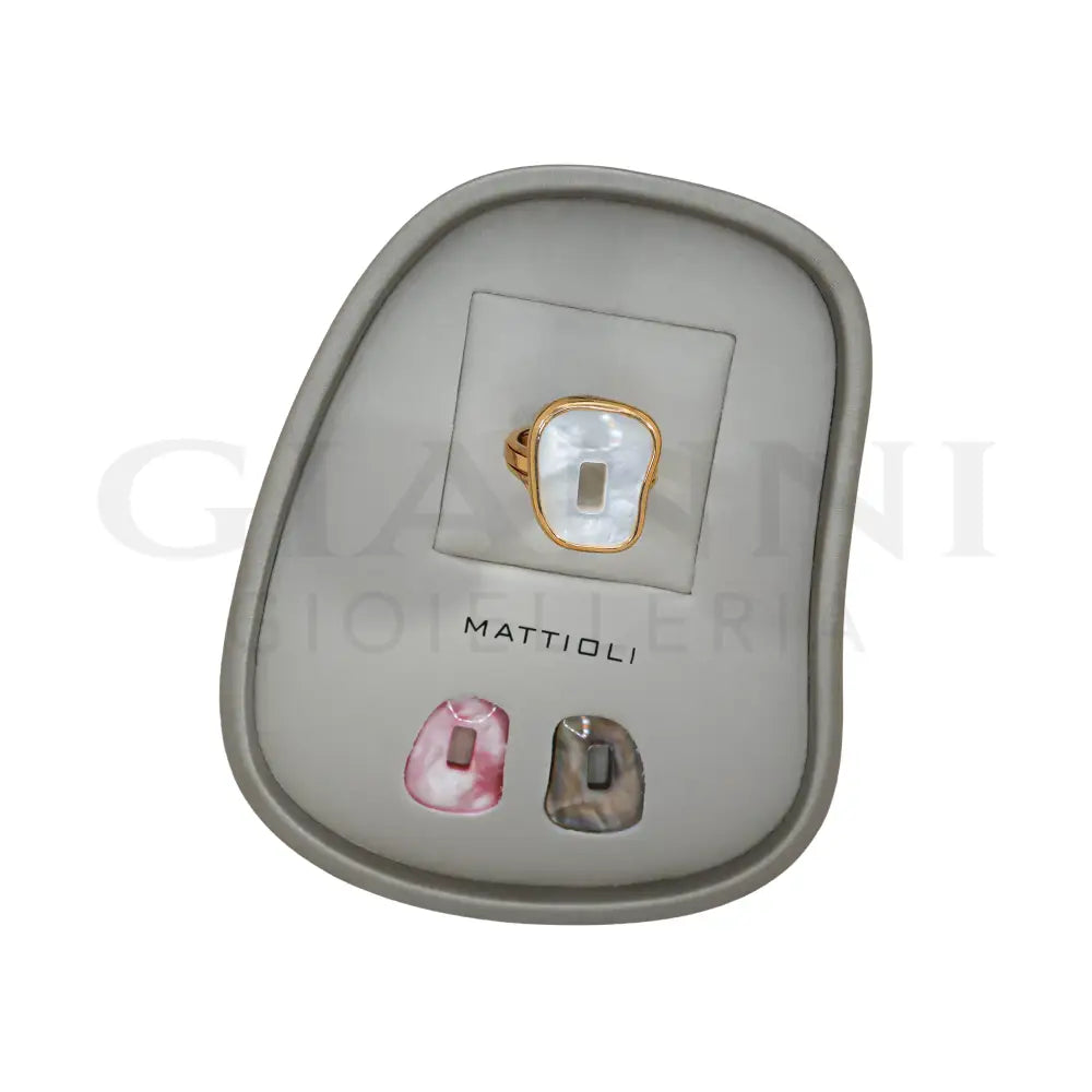 Anello Mattioli - Puzzle in Oro Rosa con Tre Elementi Colorati - Anelli
