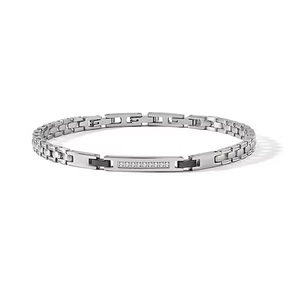 Bracciale Comete - Acciaio Pvd Nero con Diamanti Bianchi