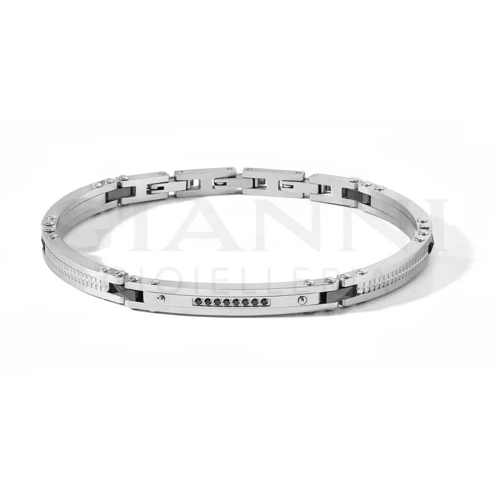 Bracciale Comete - Acciaio Ceramica e Zirconi Neri. - Bracciali