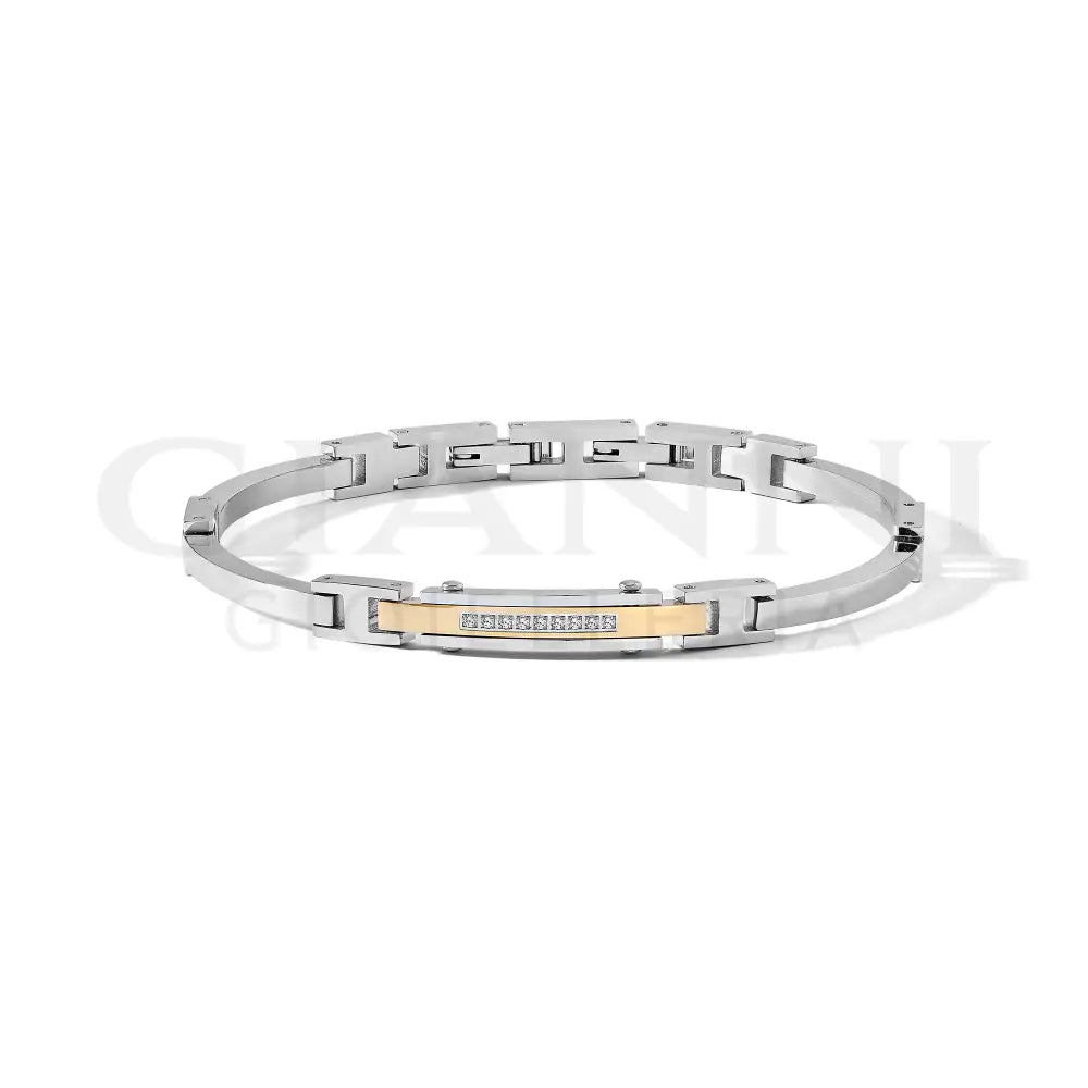 Bracciale Comete - Acciaio con Pvd Giallo e Diamanti - Bracciali