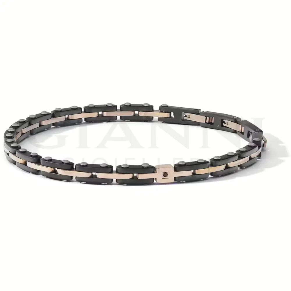 Bracciale Comete - Acciaio Pvd Nero e Rosé con Zircone Nero - Bracciali