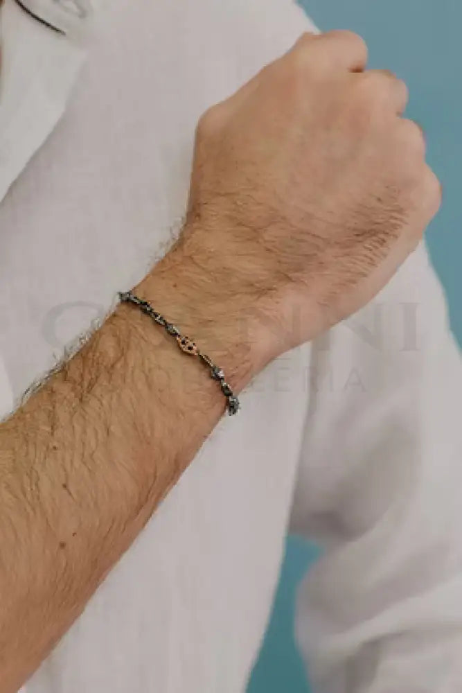 Bracciale Comete - Argento Brunito e Oro Rosè con Zirconi - Bracciali