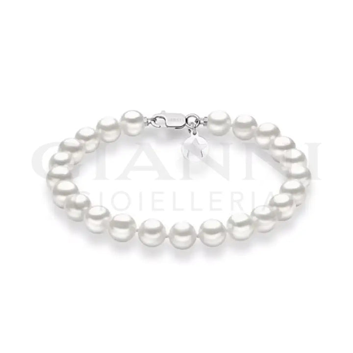 Bracciale Comete - Perle Coltivate di 5,5/6 mm in Oro Bianco - Bracciali