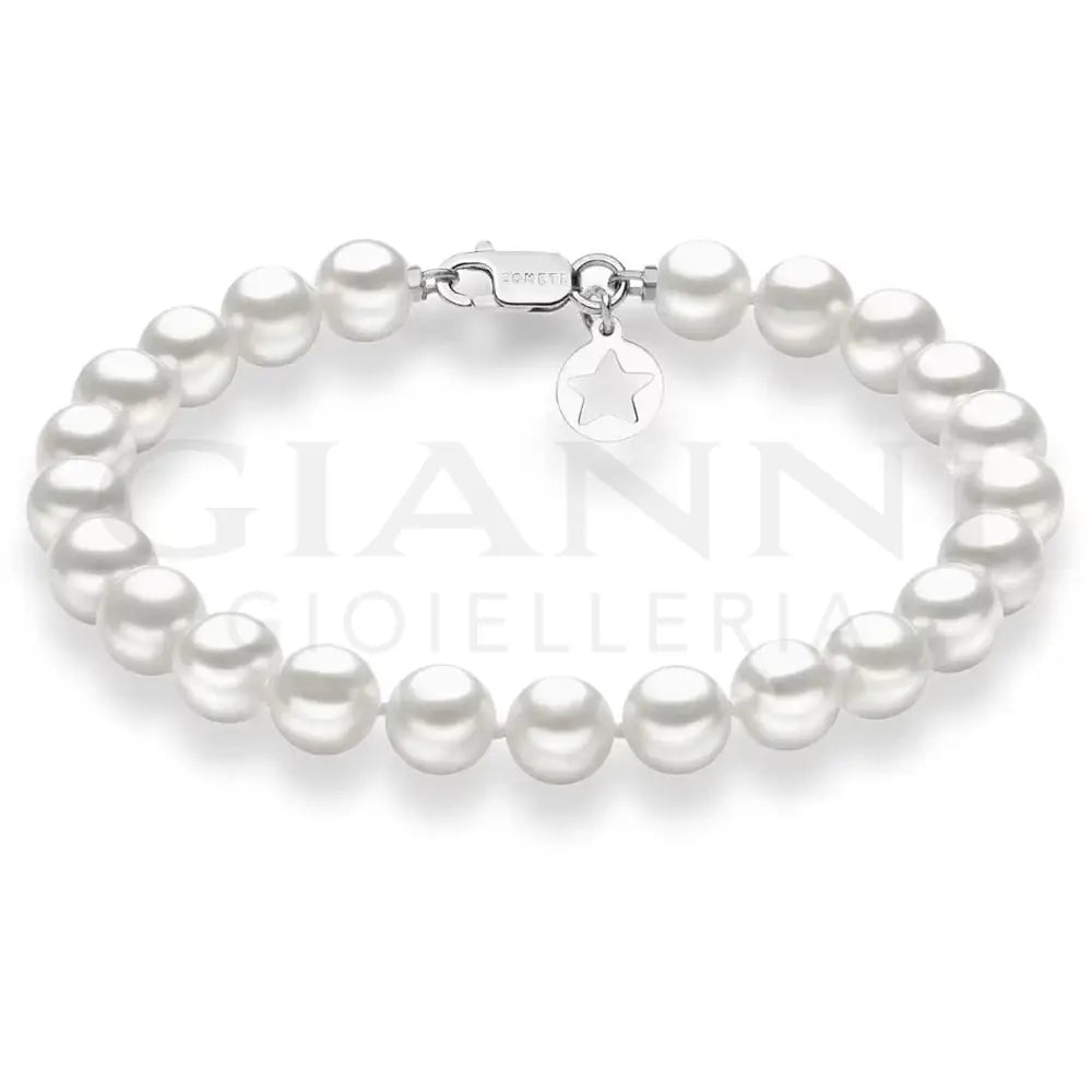 Bracciale Comete - Perle Coltivate di 5,5/6 mm in Oro Bianco - Bracciali