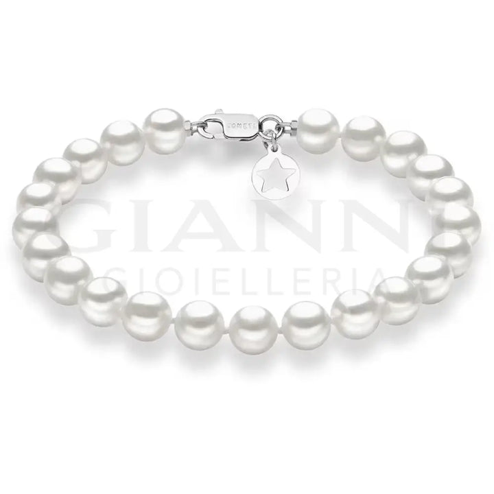 Bracciale Comete - Perle Coltivate di 5,5/6 mm in Oro Bianco - Bracciali