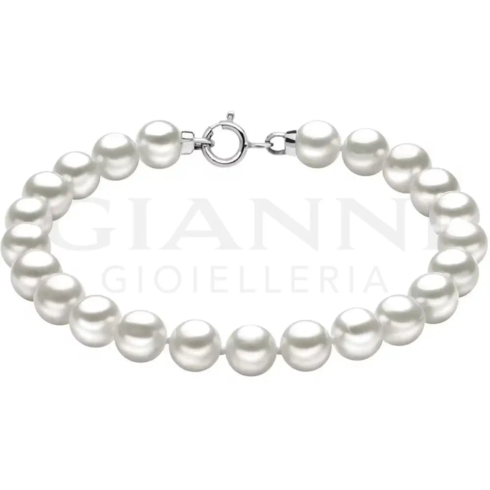 Bracciale Comete - Perle Coltivate di 7/7,5 mm in Oro Bianco - Bracciali