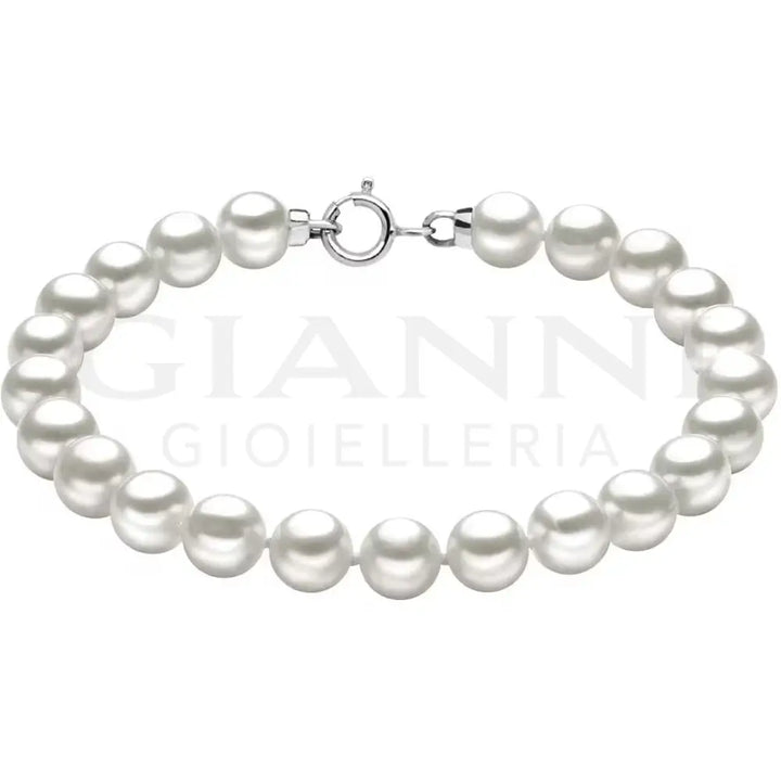 Bracciale Comete - Perle Coltivate di 7/7,5 mm in Oro Bianco - Bracciali