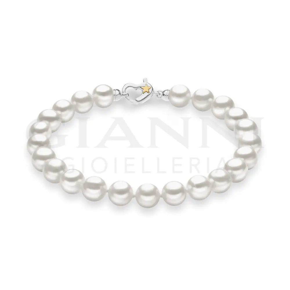 Bracciale Comete - Perle di Acquadolce in Argento e Stella in Oro giallo - Bracciali