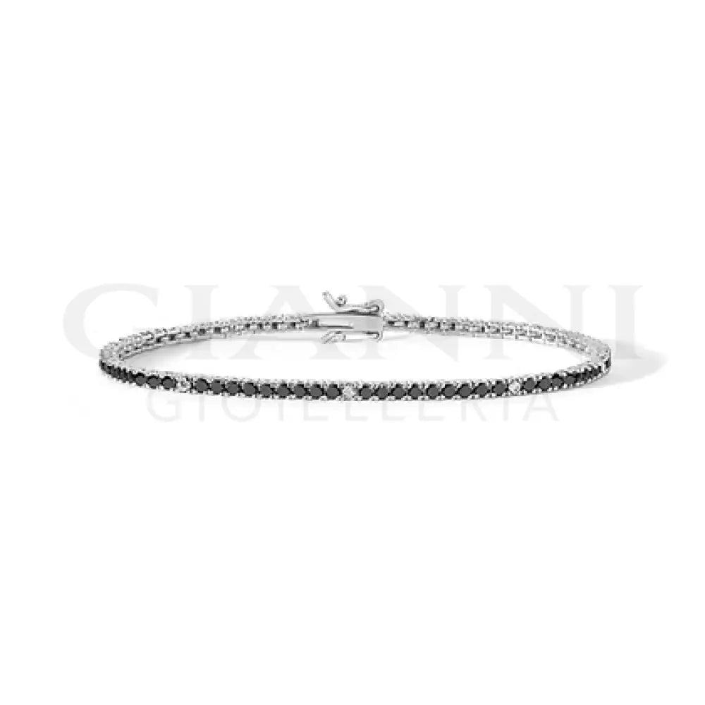 Bracciale Comete - Tennis in Argento con zirconi neri e bianchi - Bracciali