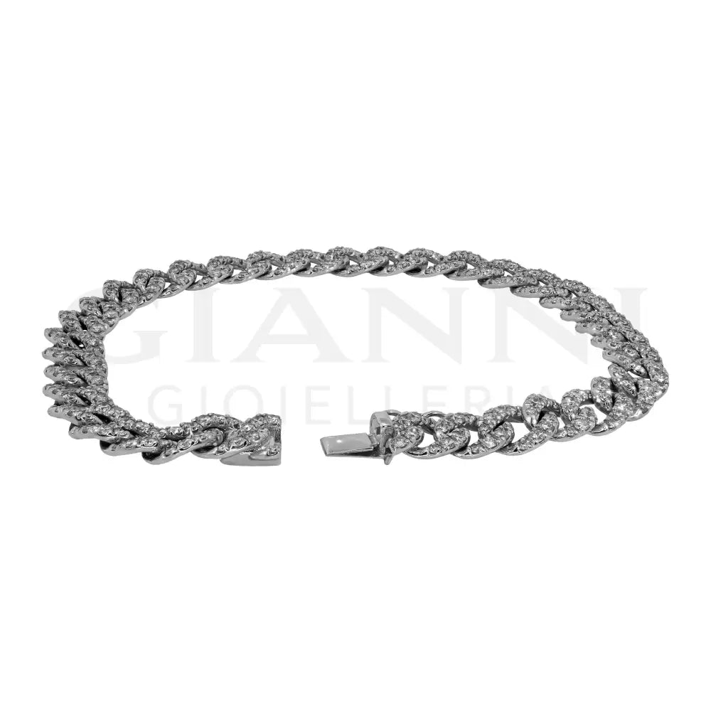 Bracciale Crivelli - Catena Groumette con Diamanti in Oro Bianco - Bracciali