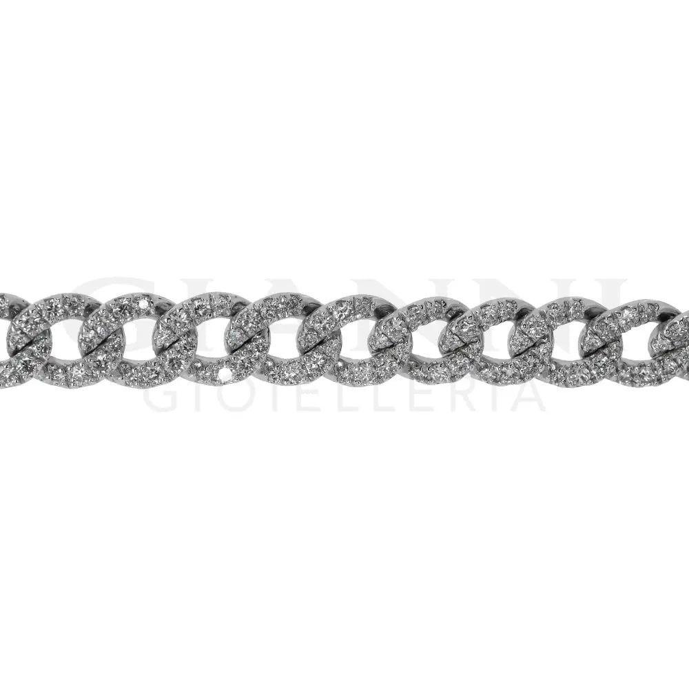 Bracciale Crivelli - Catena Groumette con Diamanti in Oro Bianco - Bracciali