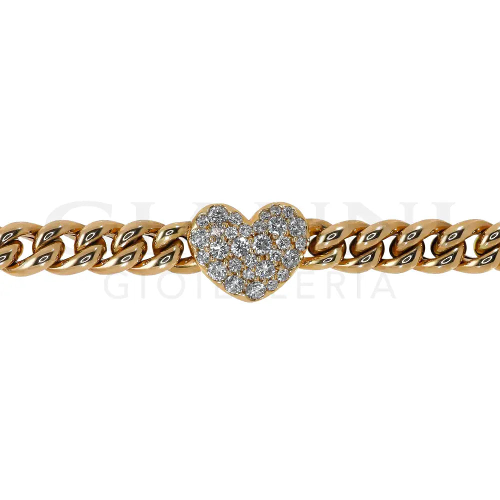 Bracciale Crivelli - Catena Groumette con Fantasia Cuore in Oro Rosa - Bracciali
