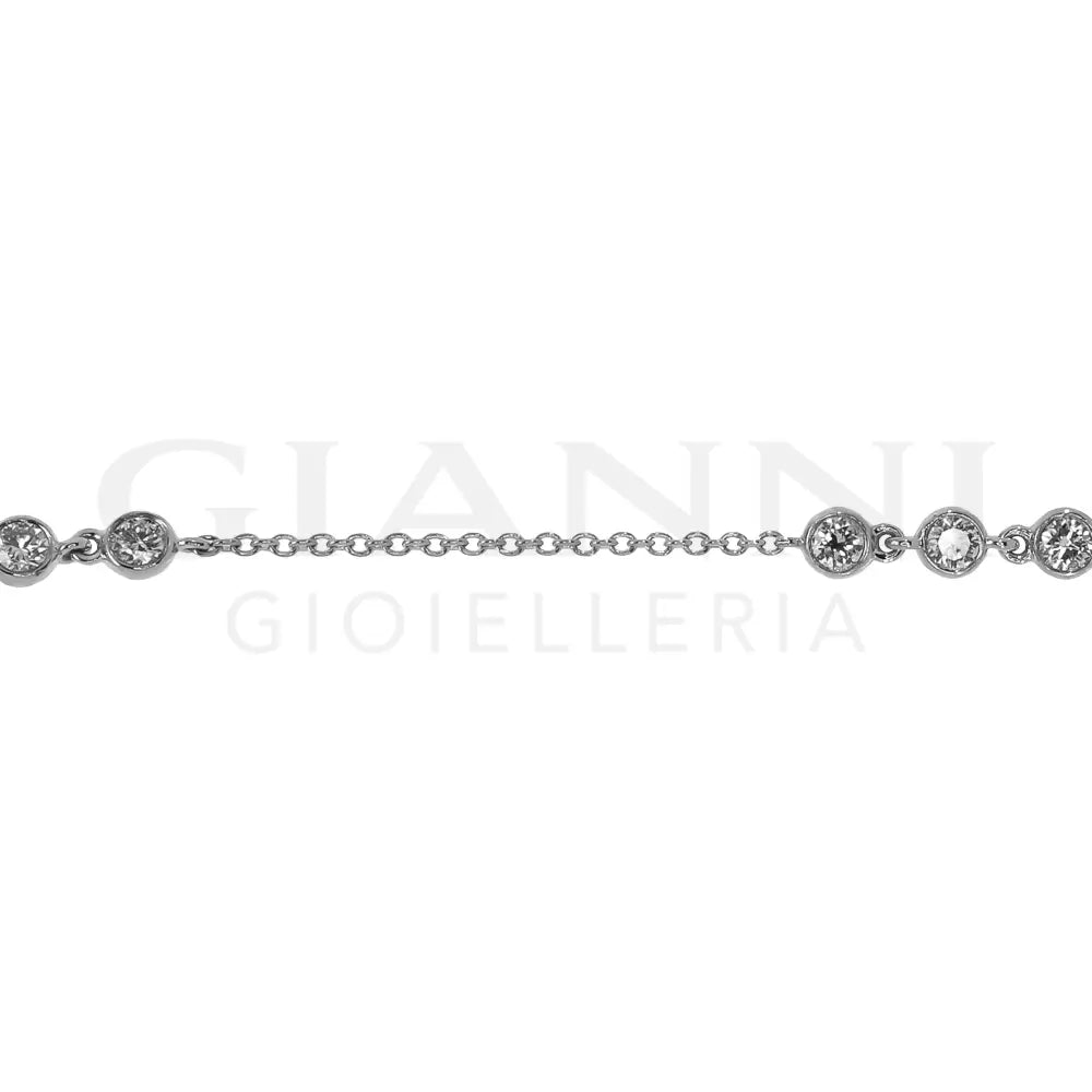 Bracciale Crivelli - Catenina con 3 Punti Luce alternati in Oro Bianco - Bracciali