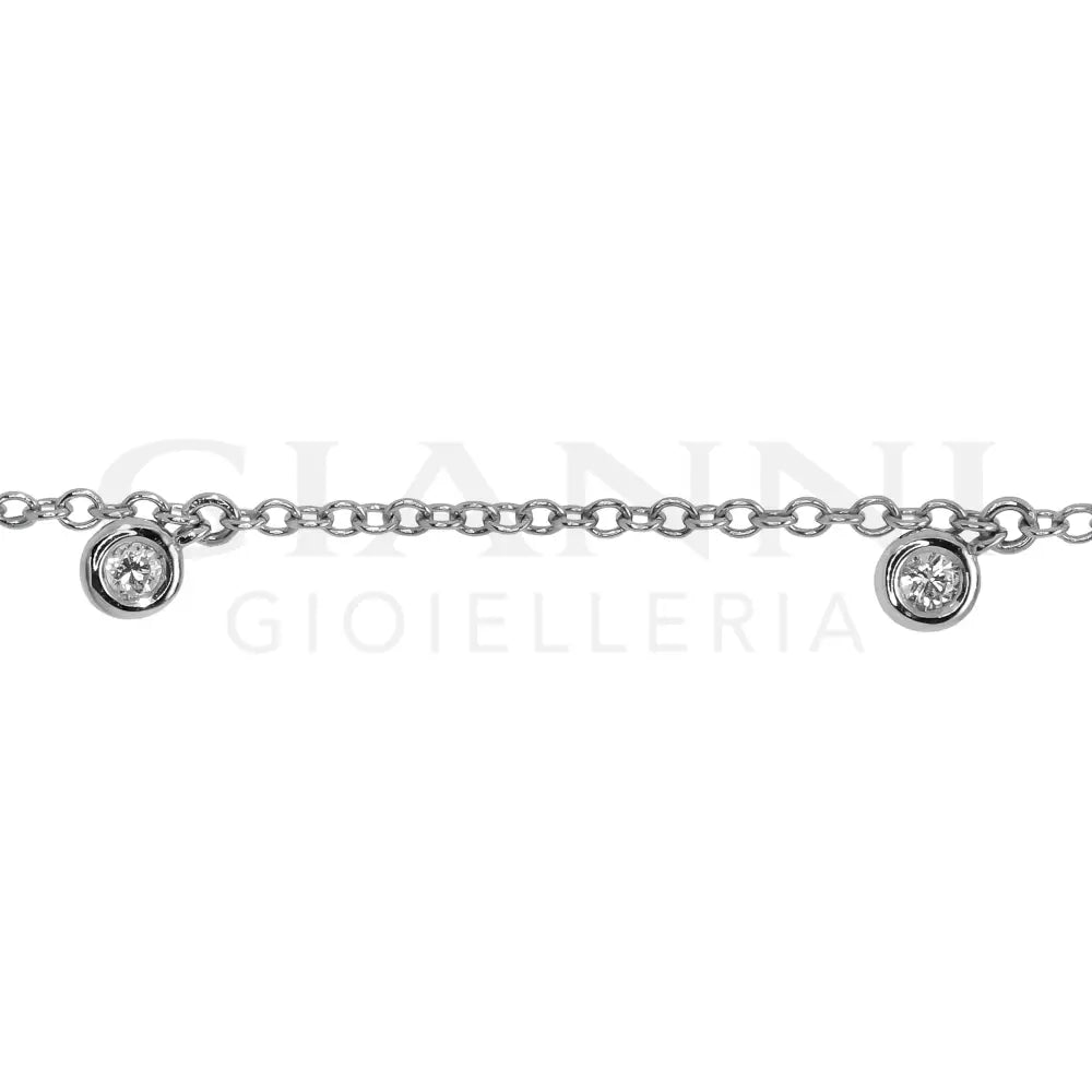Bracciale Crivelli - Catenina con 5 Punti Luce Pendenti in Oro Bianco - Bracciali